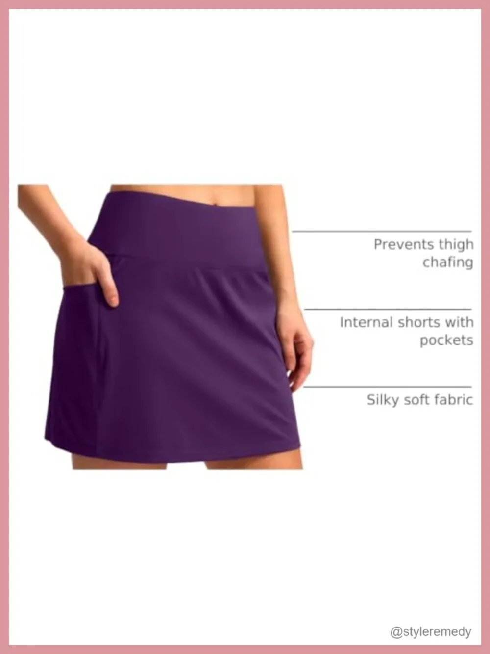 Women's Athletic Skort 4 Pockets High Waisted Built-in Shorts Golf Tennis